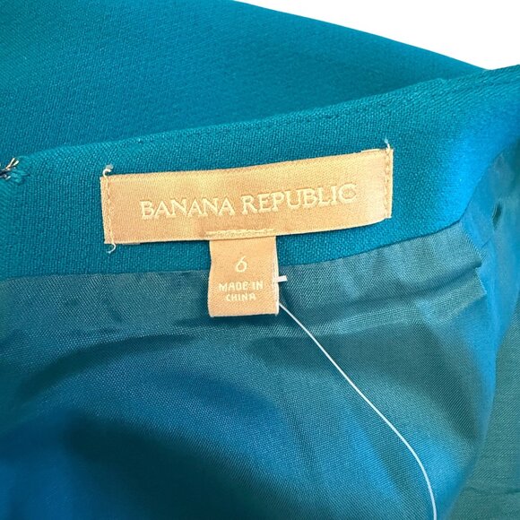 Banana Republic Womens Blue Pencil Skirt Size 6 Rear Zip Polyester/Spandex Blend - Picture 4 of 12